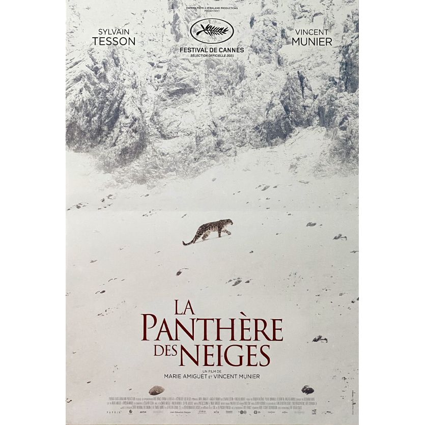 la panthere des neiges affiche de film 40x54 cm 2021 sylvain tesson marie amiguet